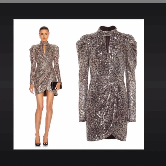 Jonathan Simkhai Mallory Sequined Long PuffSleeve Mini Dress Size 4